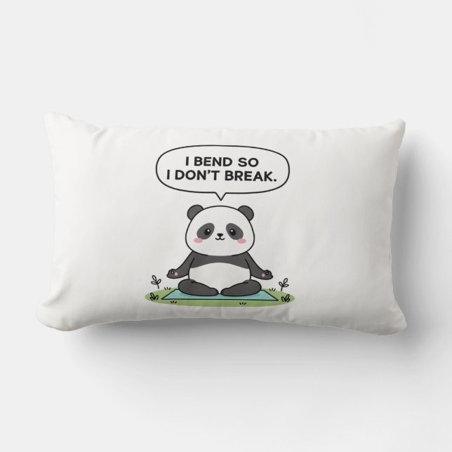 “I Bend So I Don’t Break” panda design Lumbar Pillow (Front)