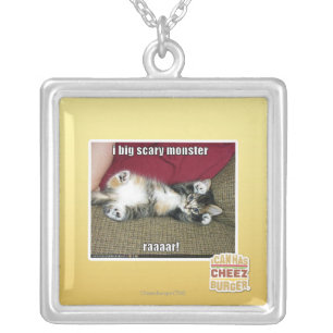 I big scary monster silver plated necklace