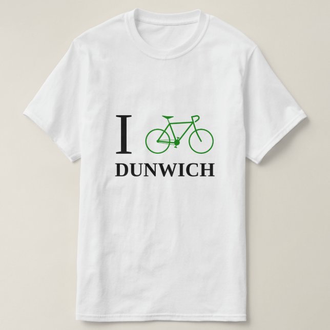 I Bike DUNWICH (Green Bicycle Icon) T-Shirt (Design Front)