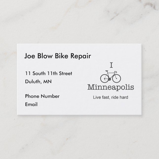 I Bike Minneapolis Appointment Card (Front)