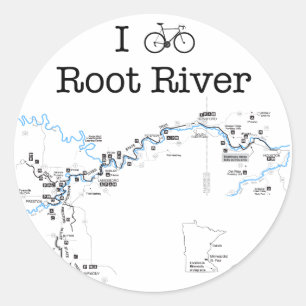 I Bike Root River Classic Round Sticker