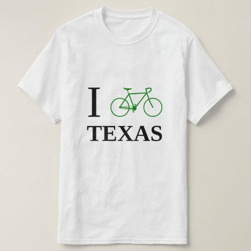 I Bike TEXAS Green Bicycle Icon T_Shirt