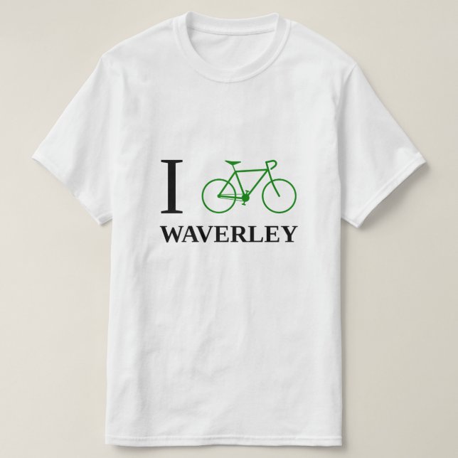I Bike WAVERLEY (Green Bicycle Icon) T-Shirt (Design Front)