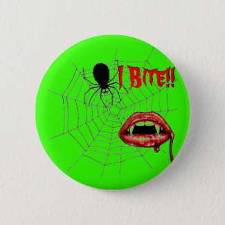 I Bite!!{Lime Green} Pinback Button