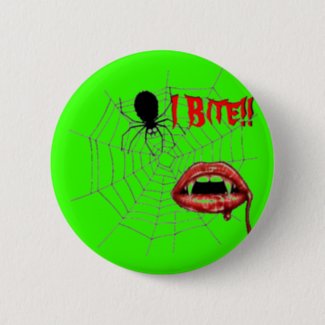 I Bite!!{Lime Green} Pinback Button