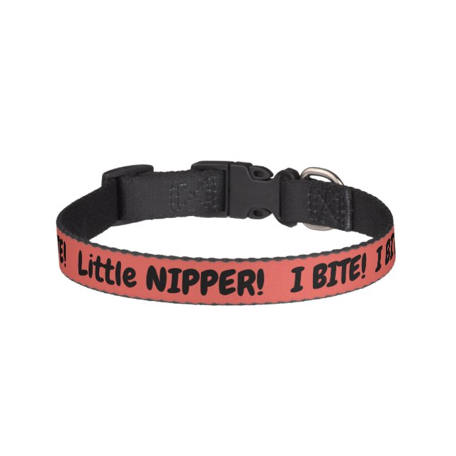 I BITE! Little nipper warning! Pet Collar (Front)