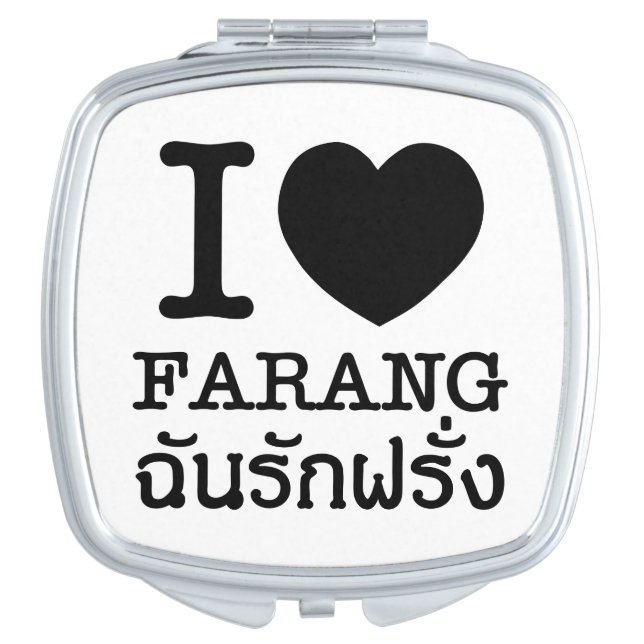 I Black Heart (Love) Farang Mirror For Makeup (Front)