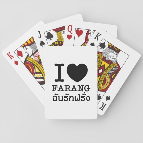 I Black Heart Love Farang Poker Cards