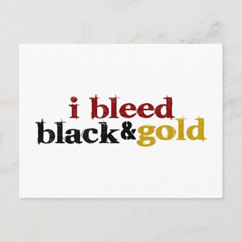 I Bleed Black And Gold Postcard