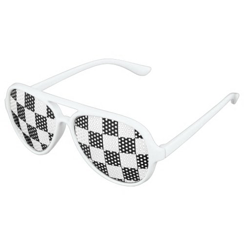 I Bleed Racing Check Black White Checkered Custom Aviator Sunglasses