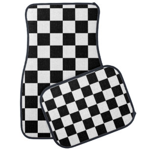 I Bleed Racing Check Black White Checkered Custom Car Floor Mat