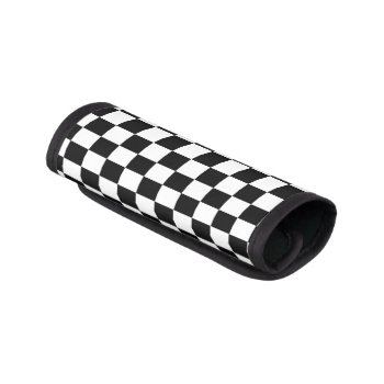 I Bleed Racing Check Black White Checkered Custom Luggage Handle Wrap by SportsFanHomeDecor at Zazzle