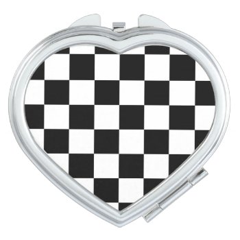 I Bleed Racing Check Black White Checkered Custom Mirror For Makeup by SportsFanHomeDecor at Zazzle
