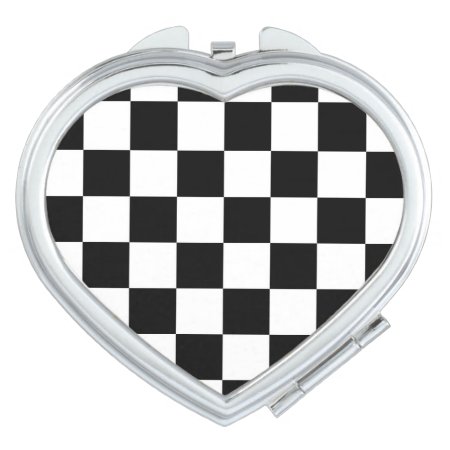 I Bleed Racing Check Black White Checkered Custom Mirror For Makeup