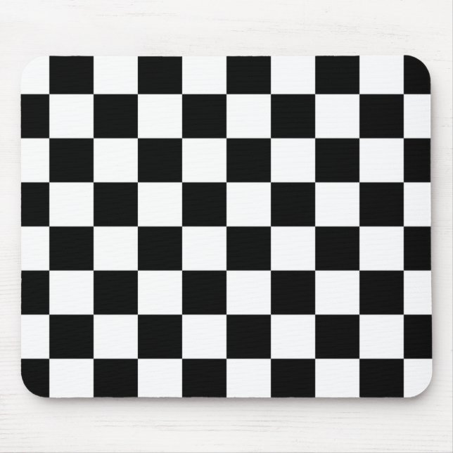 I Bleed Racing Check Black White Checkered Custom Mouse Pad (Front)