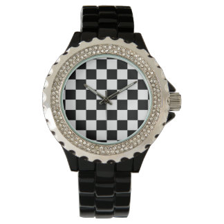I Bleed Racing Check Black White Checkered Custom Watch