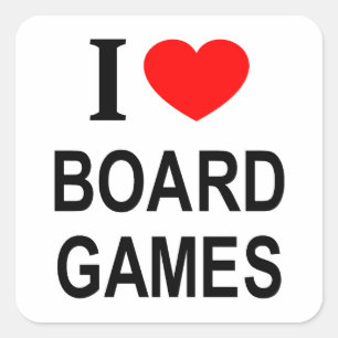 I ❤️ BOARD GAMES I LOVE BOARD GAMES I HEART BOARD SQUARE STICKER
