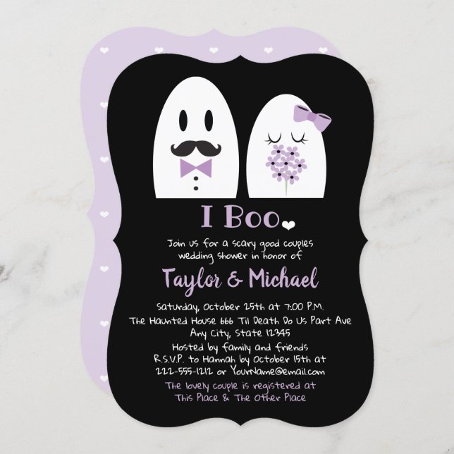 I Boo Halloween Couples Wedding Shower Invitation (Front/Back)