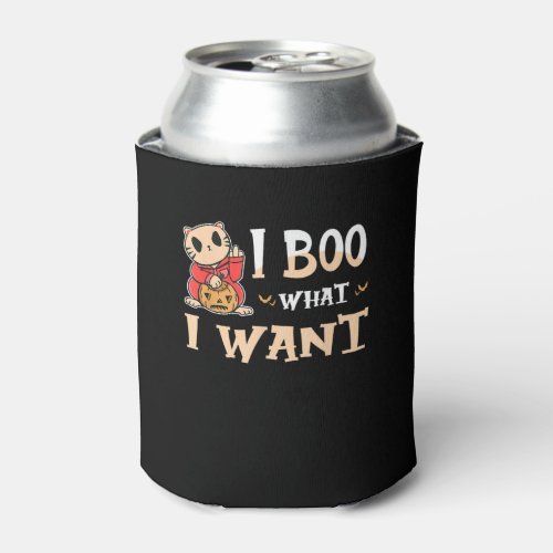 I Boo What I Want Cat Funny Halloween Can Cooler