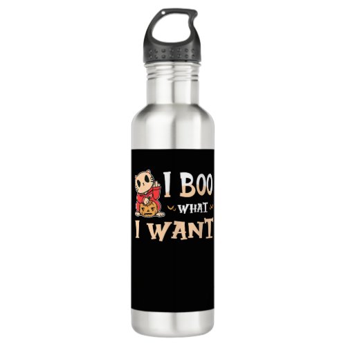 I Boo What I Want Cat Funny Halloween Stainless Steel Water Bottle