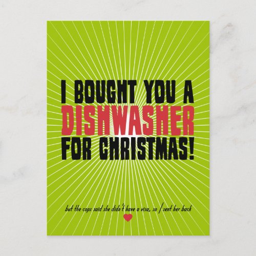 I Bought You A Dishwasher For Christmas Holiday Postcard