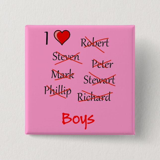 'I ♥ Boys' Button (Front)