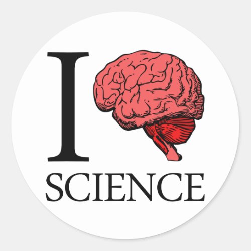 I Brain Science I Know science I Love Science Classic Round Sticker