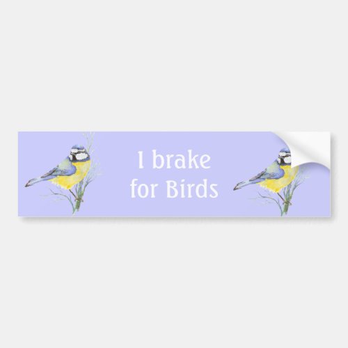 I Brake for Birds Watercolor Common Bird Bumper Sticker