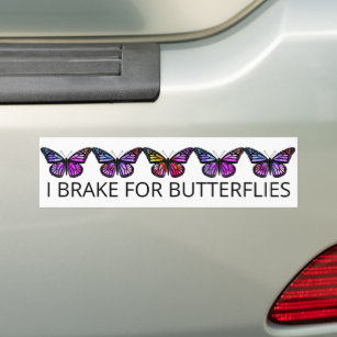 I BRAKE FOR BUTTERFLIES Monarch Watercolor Bumper Sticker