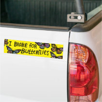 I BRAKE FOR BUTTERFLIES Monarch Watercolor  Bumper Sticker