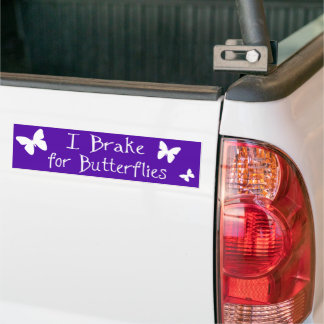 I Brake for Butterflies, purple bumper sticker