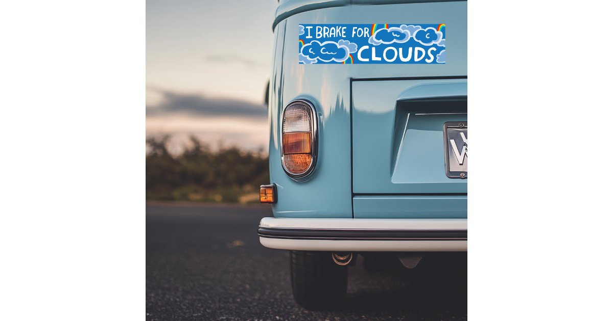 I BRAKE FOR CLOUDS rainbow cumulus cute Bumper Sticker | Zazzle