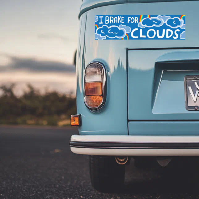 I BRAKE FOR CLOUDS rainbow cumulus cute Bumper Sticker | Zazzle