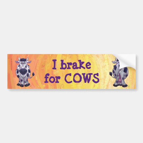 I Brake for Cows Bumper Sticker