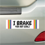 I Brake For Hot Girls Rainbow Pride Gay Themed Car Magnet at Zazzle