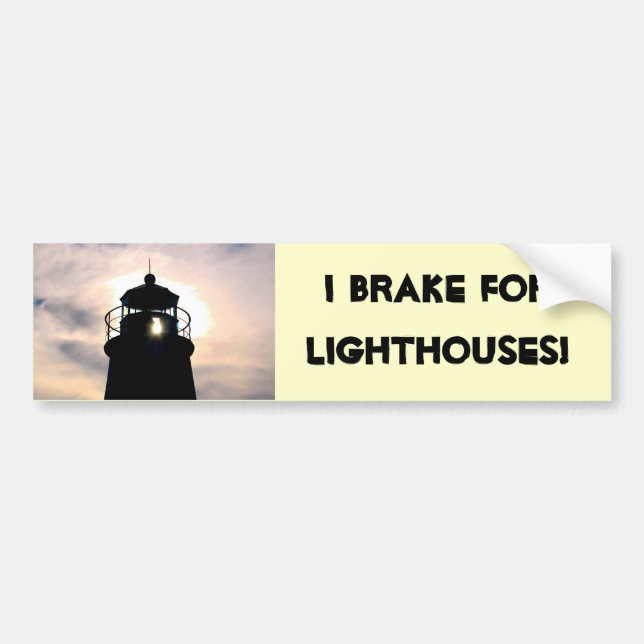 I Brake for Lighthouses Bumper Sticker (Front)
