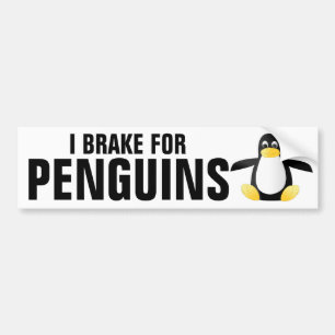 I BRAKE FOR PENGUINS BUMPER STICKER