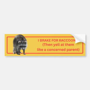 I Brake for Raccoons Bumper Sticker