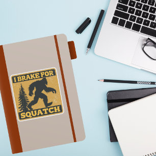 I Brake For Squatch Retro Bigfoot Funny Yellow Sticker