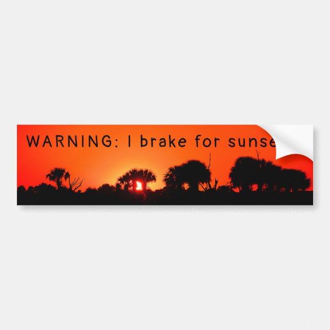 I Brake for Sunsets Bumper Sticker (Front)