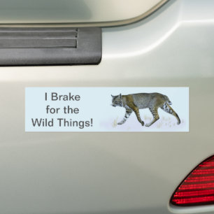 I Brake For The Wild Things! Bobcat Bumper Sticker