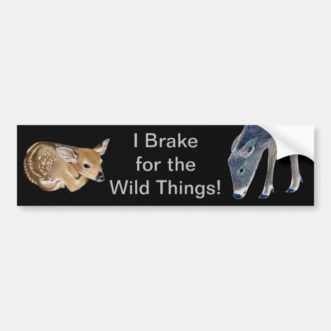 I Brake For The Wild Things! Bumper Sticker (Front)