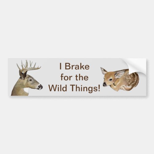 I Brake For the Wild Things Deer Bumper Sticker