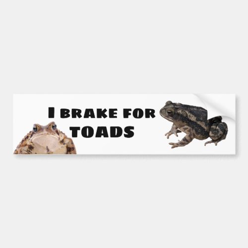 I brake for toads bumper sticker