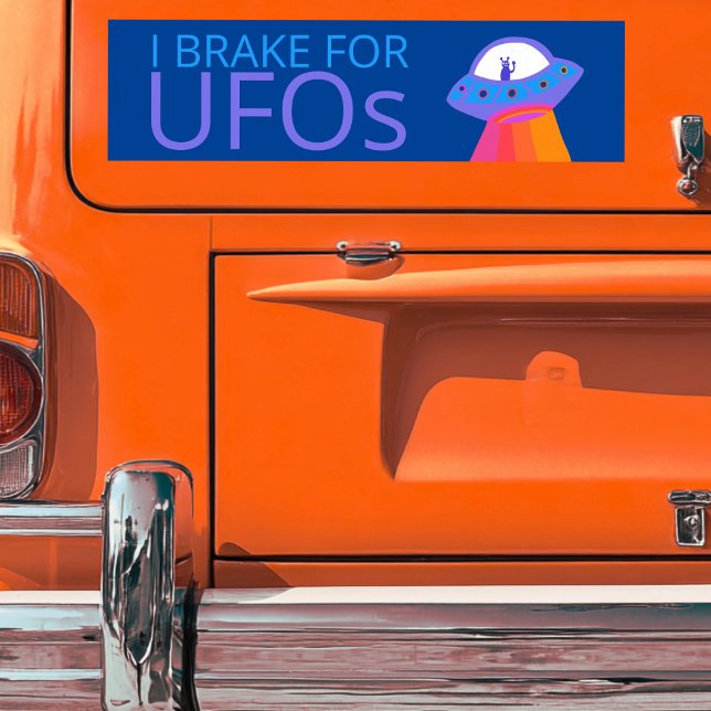 I BRAKE FOR UFOS Cute Alien Spaceship    Bumper Sticker (I BRAKE FOR UFOS Cute Alien Spaceship Bumper Sticker
)