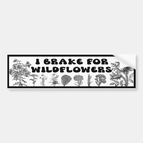 I Brake For Wildflowers Bumper Sticker