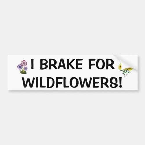 I Brake for Wildflowers Bumper Sticker