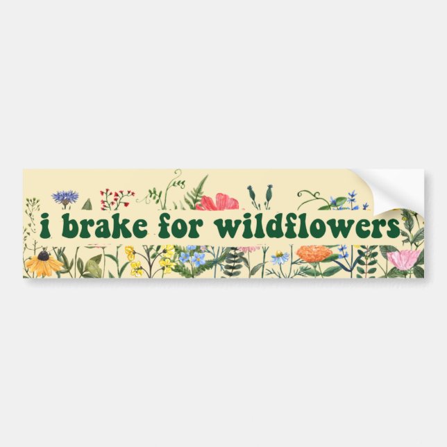 i brake for wildflowers  bumper sticker (Front)