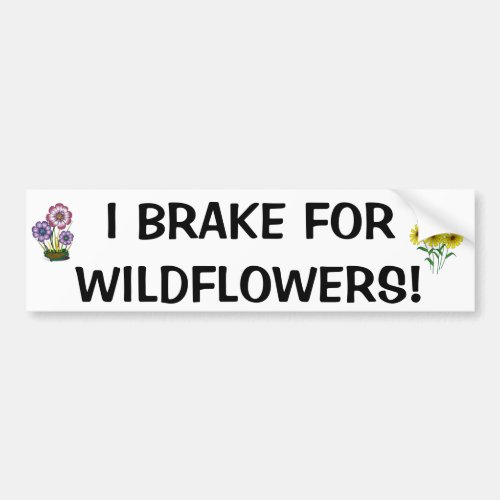 I Brake for Wildflowers Bumper Sticker