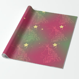 "I Bring You Tidings..." Angel Green Pink Wrapping Paper